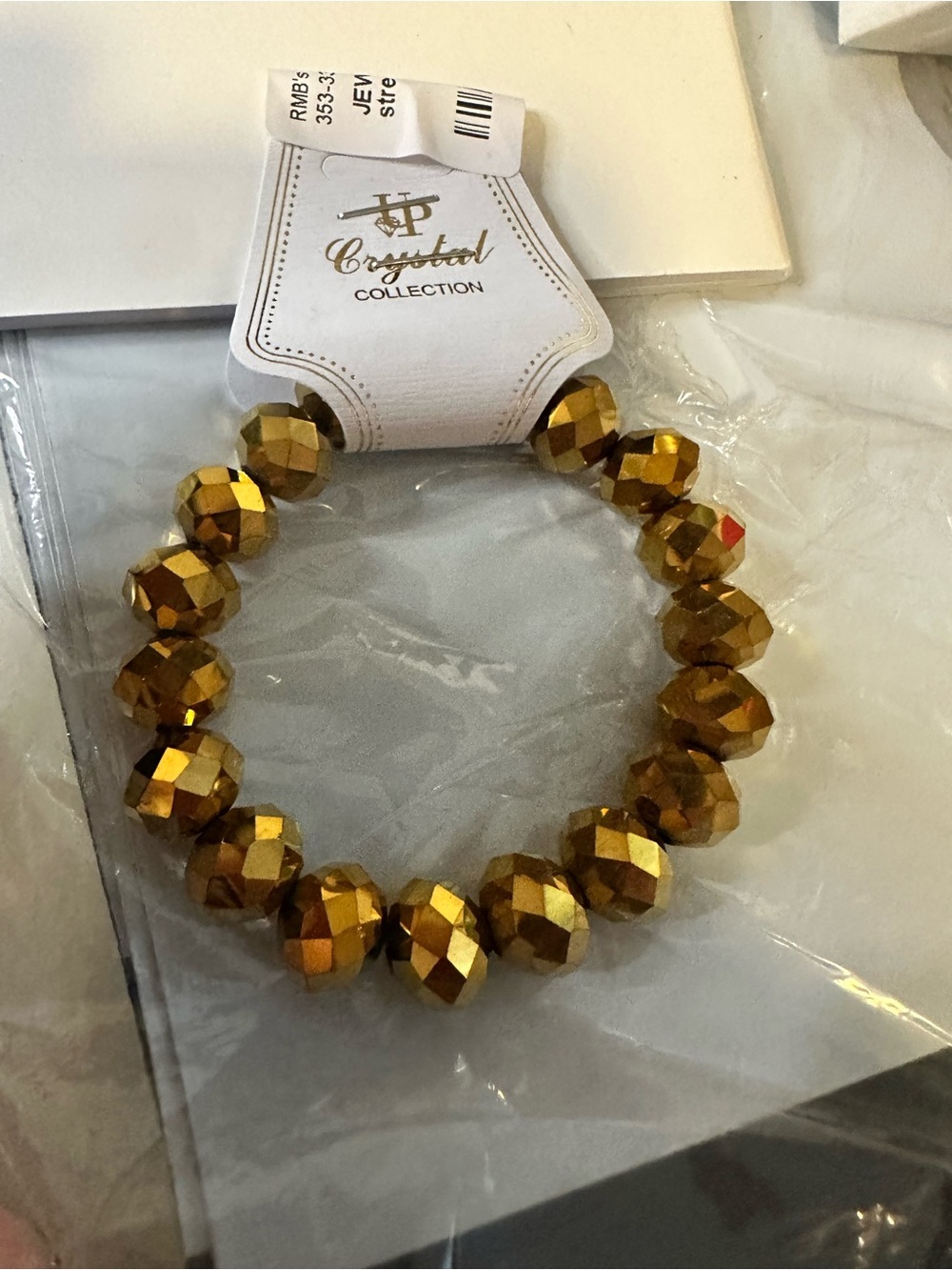 Source Unknown Gold Faceted Stretch Bracelet